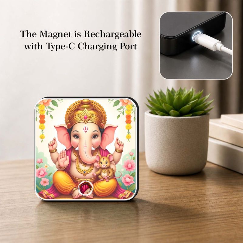Cute Ganpati Decorative Musical Fridge Magnet Spiritual Gift for Ganesh Chaturthi Ganesh Mantra Playing Fridge Magnet for Home and Office Decor  Rechargeable Speaker